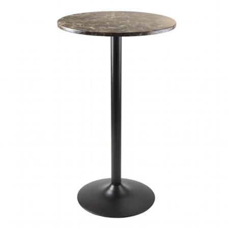 Winsome Trading Winsome Trading 76124 Cora Pub Table; Bar Height; Round; Faux Marble Top; Black Base 76124